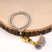 Laleli Güllü Tesbih Gri (99lu - 6mm) - 1