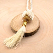 Mini Taşlı Güllü Tesbih Krem (99lu - 6mm) - 2