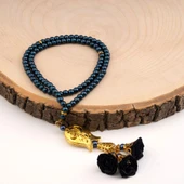 Laleli Güllü Tesbih Lacivert (99lu - 6mm) - 1