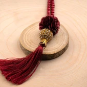 Mini Taşlı Güllü Tesbih Bordo (99lu - 6mm) - 2