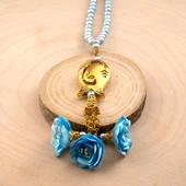 Laleli Güllü Tesbih Mavi (99lu - 6mm) - 2