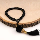 Mini Taşlı Güllü Tesbih Siyah (99lu - 6mm) - 1