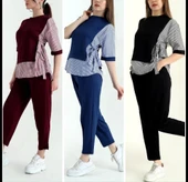 Kadın Kristal 2 Iplik Kumaş Yanları çizgili Takım thumbnail 4