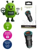 MobiLX MC-03 38W PD + QC3.0 Metal Araç Şarj Cihazı – USB & Type-C Hızlı Çakmaklık Adaptörü - 1