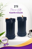 2 Adet Siyah Çizgili Dekoratif Plastik Kokusuz Yanmaz Küllük Kül Tablası - 1