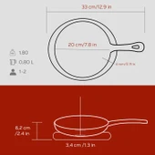 Lava Döküm Yuvarlak Pizza Krep Pankek Tavası Döküm Demir Yekpare Saplı Çap(Ø)26cm.-Bordo - 5