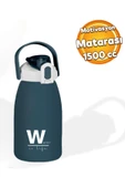 BPA İçermez 1500 ml Mavi Su Matarası – Taşıma Askılı, Kilitli Kapaklı, Spor Günlük Kullanıma Uygun thumbnail 1