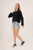 Ajurlu Delikli Model Mevsimlik Siyah Kazak - 2