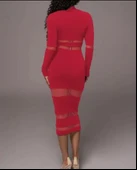 Kadın şerit Transparan Detay Fırsat ürün Midi Boy Elbise thumbnail 2