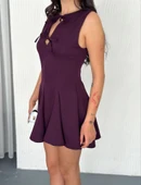 Göğüs Bağlamalı Kolsuz Mini Boy Elbise - Gül Kurusu thumbnail 1