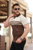 Erkek çizgi Desenli Yakalı Kısa Kollu T-shirt - 2