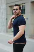 Erkek Bisiklet Yaka Kısa Kollu Tişört - 5