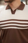 Erkek çizgi Desenli Yakalı Kısa Kollu T-shirt - 3