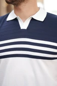 Erkek çizgi Desenli Yakalı Kısa Kollu T-shirt thumbnail 3