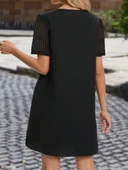 Kadın Kısa Kollu V Yakalı Kısa Janjan Krep Elbise thumbnail 2