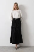 Pamuklu Beli Lastikli Etek - Siyah thumbnail 2