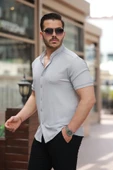 Erkek Hakim Yaka Kısa Kollu Gömlek - 2