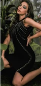 Kadın Dalgıç Kumaş Taş Detaylı Mini Boy Elbise thumbnail 3