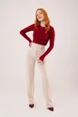 Cırt Kapama Detaylı Krem Pantolon thumbnail 1