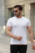 Erkek Bisiklet Yaka Kısa Kollu Tişört - 1