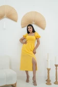 Sarı Tokalı Fisto Elbise thumbnail 1