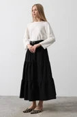 Pamuklu Beli Lastikli Etek - Siyah thumbnail 5