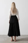 Pamuklu Beli Lastikli Etek - Siyah thumbnail 4