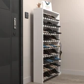 Kenzlife ayakkabılık mısri mat beyaz suntalam 140*080*20 otuzaltı çift ayakkabı kapasitesi arkalıksız - 2