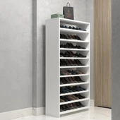 Kenzlife ayakkabılık konevi mat beyaz suntalam 155*080*30 kırk çift ayakkabı kapasitesi arkalıksız - 1