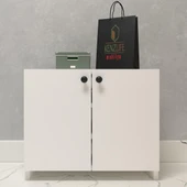 Kenzlife kapaklı ayakkabılık bosnevi mat beyaz suntalam 050*040*30 altı çift ayakkabı kapasitesi arkalıksız - 1