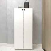 Kenzlife kapaklı ayakkabılık bosnevi mat beyaz suntalam 140*060*30 yirmiyedi çift ayakkabı kapasitesi arkalıksız - 1