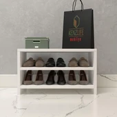 Kenzlife kapaklı ayakkabılık bosnevi mat beyaz suntalam 035*060*30 altı çift ayakkabı kapasitesi arkalıksız - 2