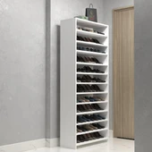 Kenzlife ayakkabılık konevi mat beyaz suntalam 183*080*30 kırksekiz çift ayakkabı kapasitesi arkalıksız thumbnail 1