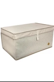 Alas Çok Amaçlı Baza Kutusu Bej Çizgili Tekli 70x40x30 Cm - 1