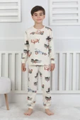 Racing Car And Aeroplane Desenli Erkek Çocuk Pijama Takımı thumbnail 1