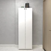 Kenzlife kapaklı ayakkabılık bosnevi mat beyaz suntalam 183*080*30 kırksekiz çift ayakkabı kapasitesi arkalıksız - 1