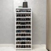 Kenzlife ayakkabılık konevi mat beyaz suntalam 155*060*30 otuz çift ayakkabı kapasitesi arkalıksız thumbnail 2