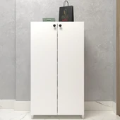 Kenzlife kapaklı ayakkabılık bosnevi mat beyaz suntalam 110*080*30 yimisekiz çift ayakkabı kapasitesi arkalıksız thumbnail 1