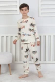 Racing Car And Aeroplane Desenli Erkek Çocuk Pijama Takımı thumbnail 4