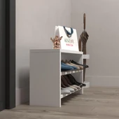 Kenzlife ayakkabılık mısri mat beyaz suntalam 035*060*20 altı çift ayakkabı kapasitesi arkalıksız - 1