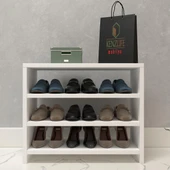 Kenzlife kapaklı ayakkabılık bosnevi mat beyaz suntalam 050*060*30 dokuz çift ayakkabı kapasitesi arkalıksız thumbnail 2