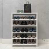 Kenzlife kapaklı ayakkabılık bosnevi mat beyaz suntalam 080*060*30 onbeş çift ayakkabı kapasitesi arkalıksız - 2
