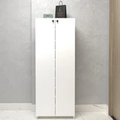 Kenzlife kapaklı ayakkabılık bosnevi mat beyaz suntalam 155*060*30 otuz çift ayakkabı kapasitesi arkalıksız - 1