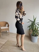 Kadın Uzun Kollu Yakalı üst Dalgıç Eteği Krep Kemerli Elbise thumbnail 14