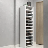 Kenzlife ayakkabılık konevi mat beyaz suntalam 183*060*30 otuzaltı çift ayakkabı kapasitesi arkalıksız - 1