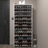 Kenzlife ayakkabılık mısri mat beyaz suntalam 183*080*20 kırksekiz çift ayakkabı kapasitesi arkalıksız - 1