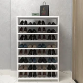 Kenzlife ayakkabılık konevi mat beyaz suntalam 125*080*30 otuziki çift ayakkabı kapasitesi arkalıksız thumbnail 2