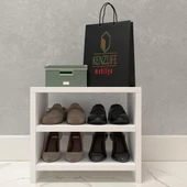 Kenzlife kapaklı ayakkabılık bosnevi mat beyaz suntalam 035*040*30 dört çift ayakkabı kapasitesi arkalıksız - 2