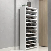 Kenzlife ayakkabılık konevi mat beyaz suntalam 170*080*30 kırkdört çift ayakkabı kapasitesi arkalıksız - 1