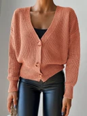 Kadın Uzun Kollu Düğme Detay Triko Bluz thumbnail 13